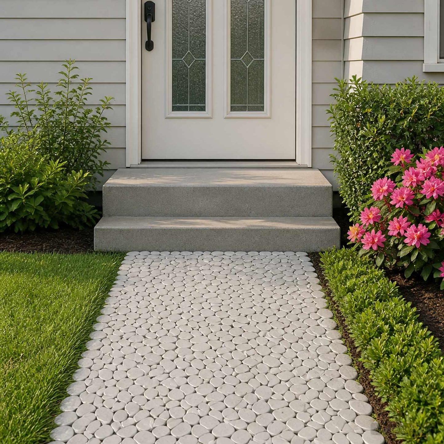 vidaXL Pebble Tiles White 30 x 30 cm River Pebble 1
