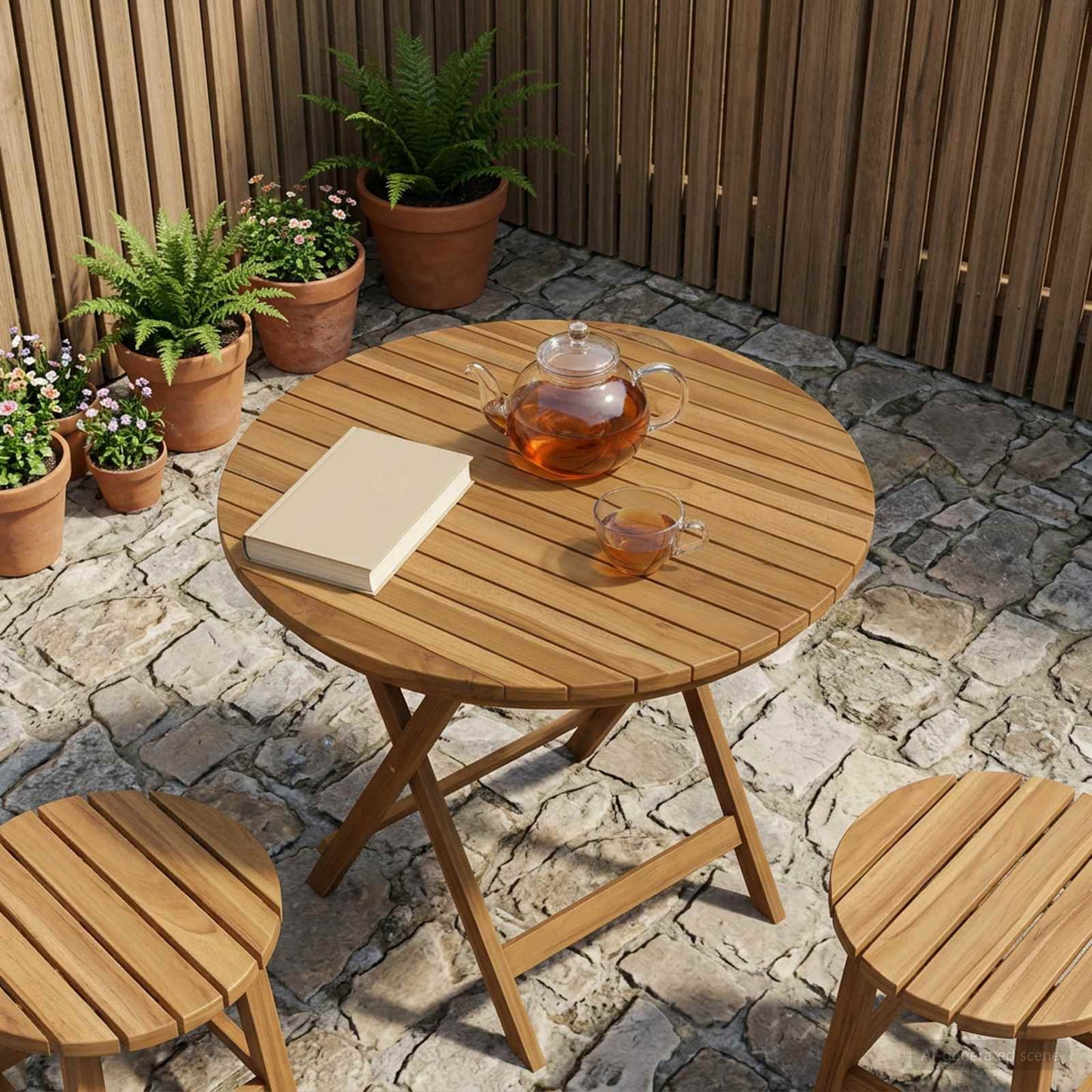 vidaXL Table Top Ø 60 x 3.5 Round Solid Teak Wood Natural 1