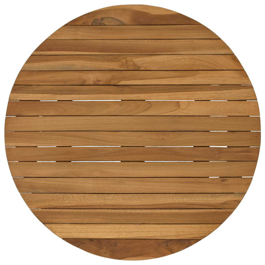 Round solid teak wood table top with a slatted surface