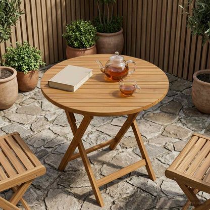 vidaXL Table Top Ø 40 x 3.5 Round Solid Teak Wood Natural