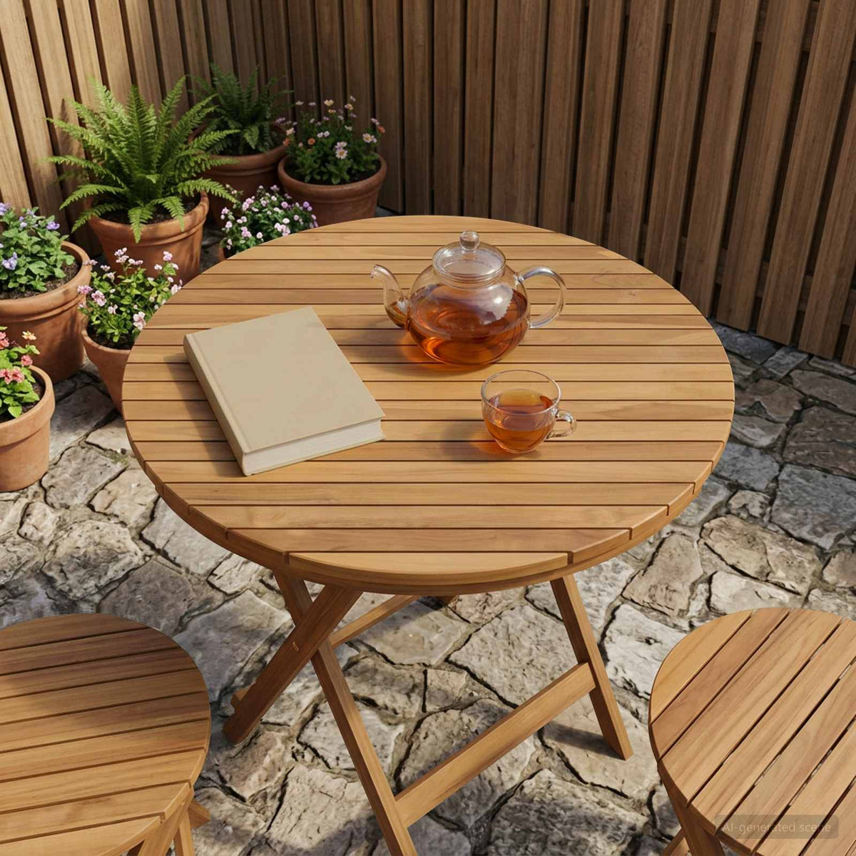 vidaXL Table Top Ø 40 x 3.5 Round Solid Teak Wood Natural