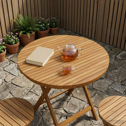 vidaXL Table Top Ø 40 x 3.5 Round Solid Teak Wood Natural