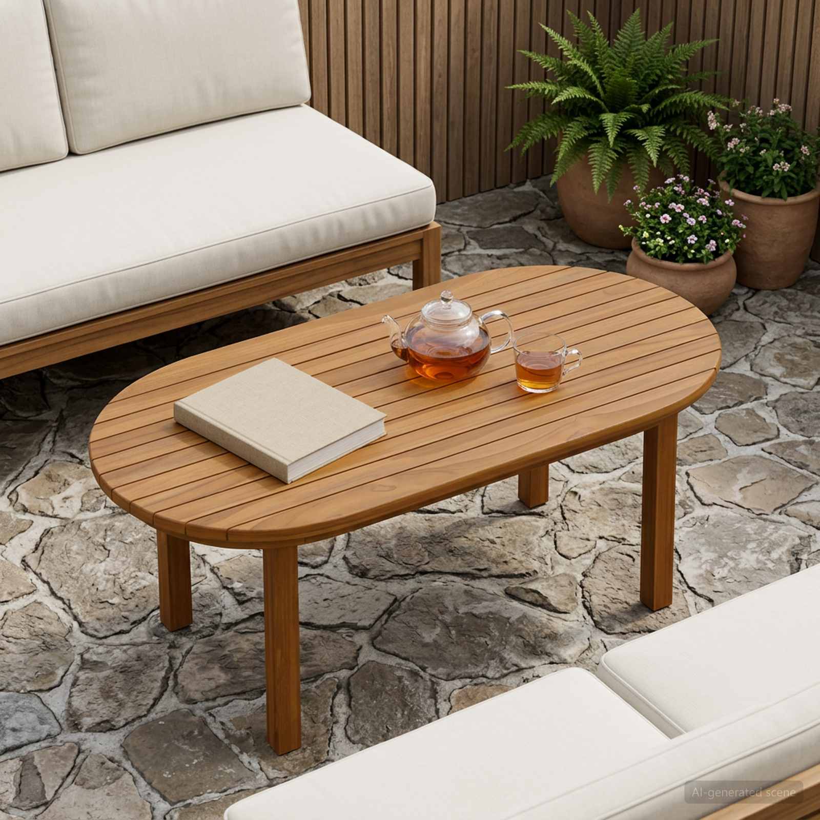 vidaXL Table Top 80 x 40 x 3.5 cm Oval Solid Teak Wood Natural 1