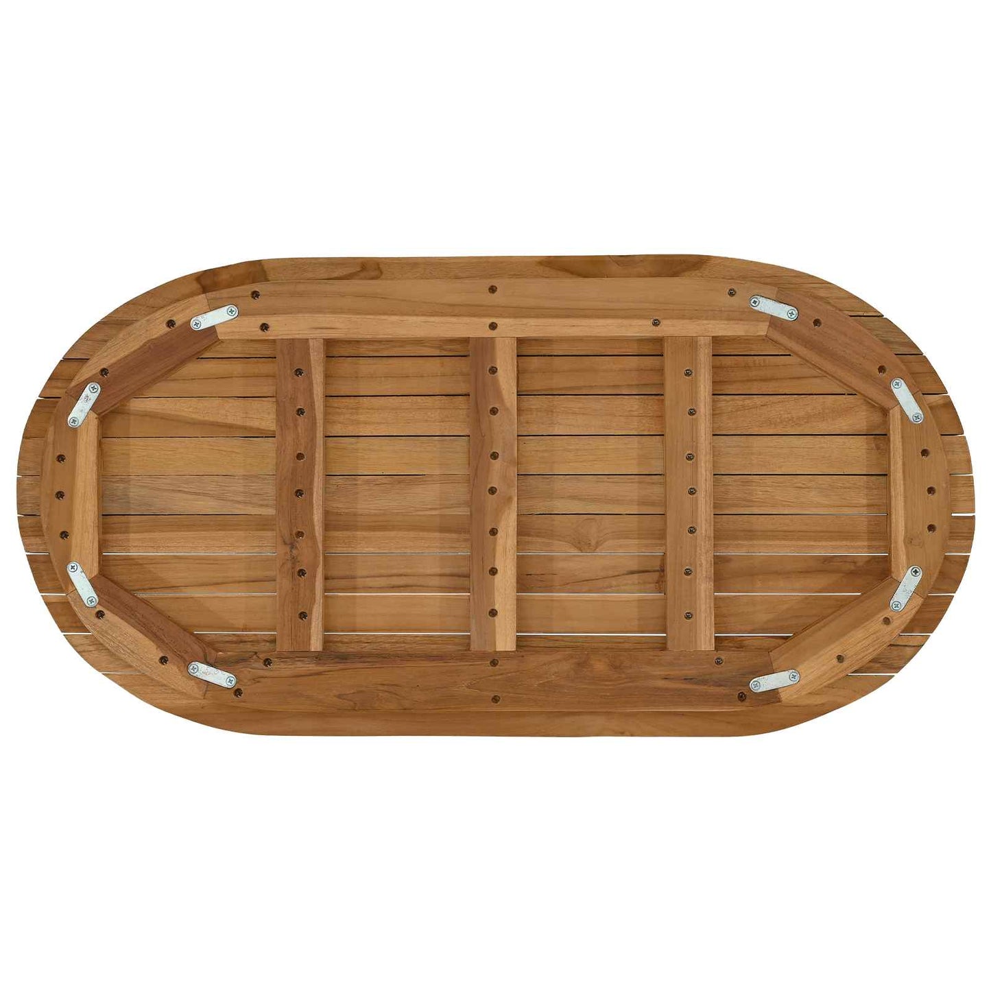 vidaXL Table Top 80 x 40 x 3.5 cm Oval Solid Teak Wood Natural 5