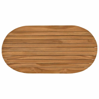 vidaXL Table Top 80 x 40 x 3.5 cm Oval Solid Teak Wood Natural 2