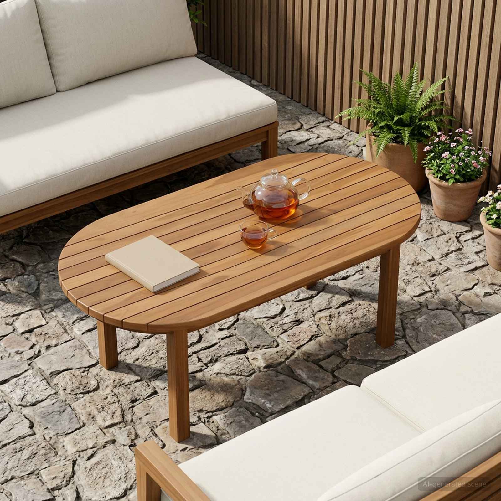 vidaXL Table Top 90 x 45 x 3.5 cm Oval Solid Teak Wood Natural 1