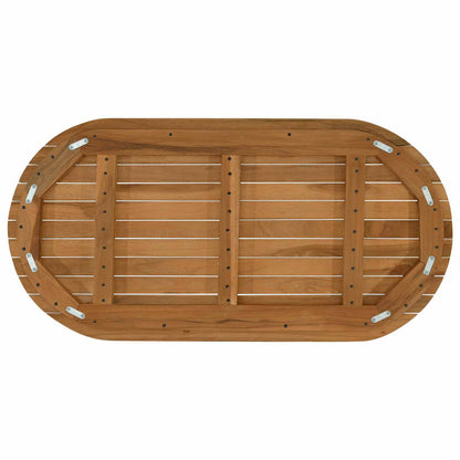 vidaXL Table Top 90 x 45 x 3.5 cm Oval Solid Teak Wood Natural 5
