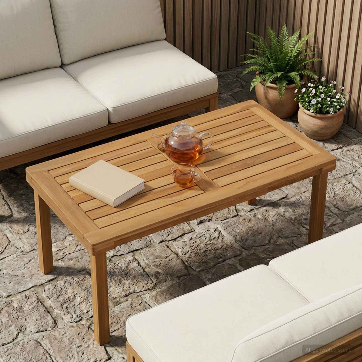vidaXL Table Top Rectangular Solid Teak Wood Natural 1