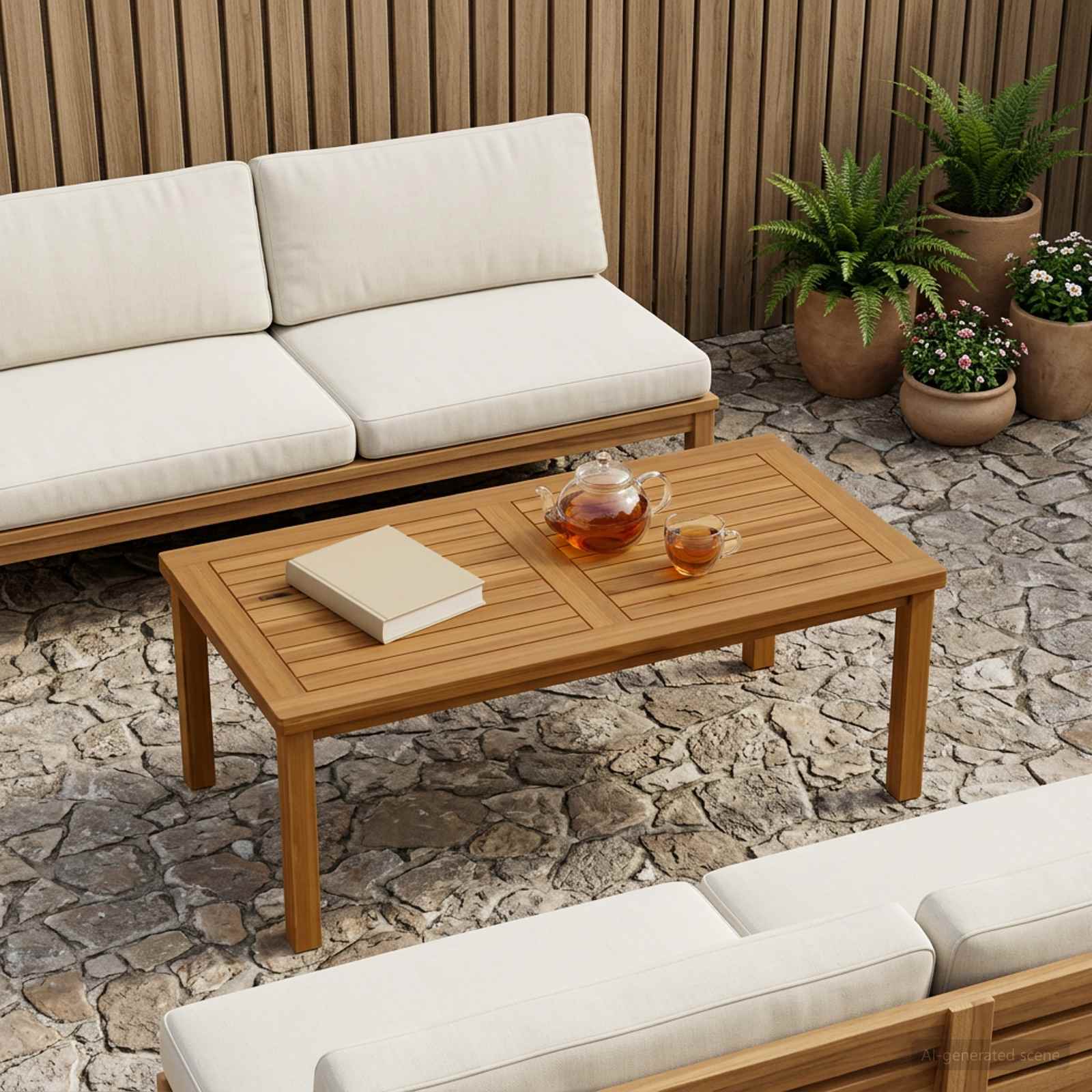 vidaXL Table Top Rectangular Solid Teak Wood Natural 1