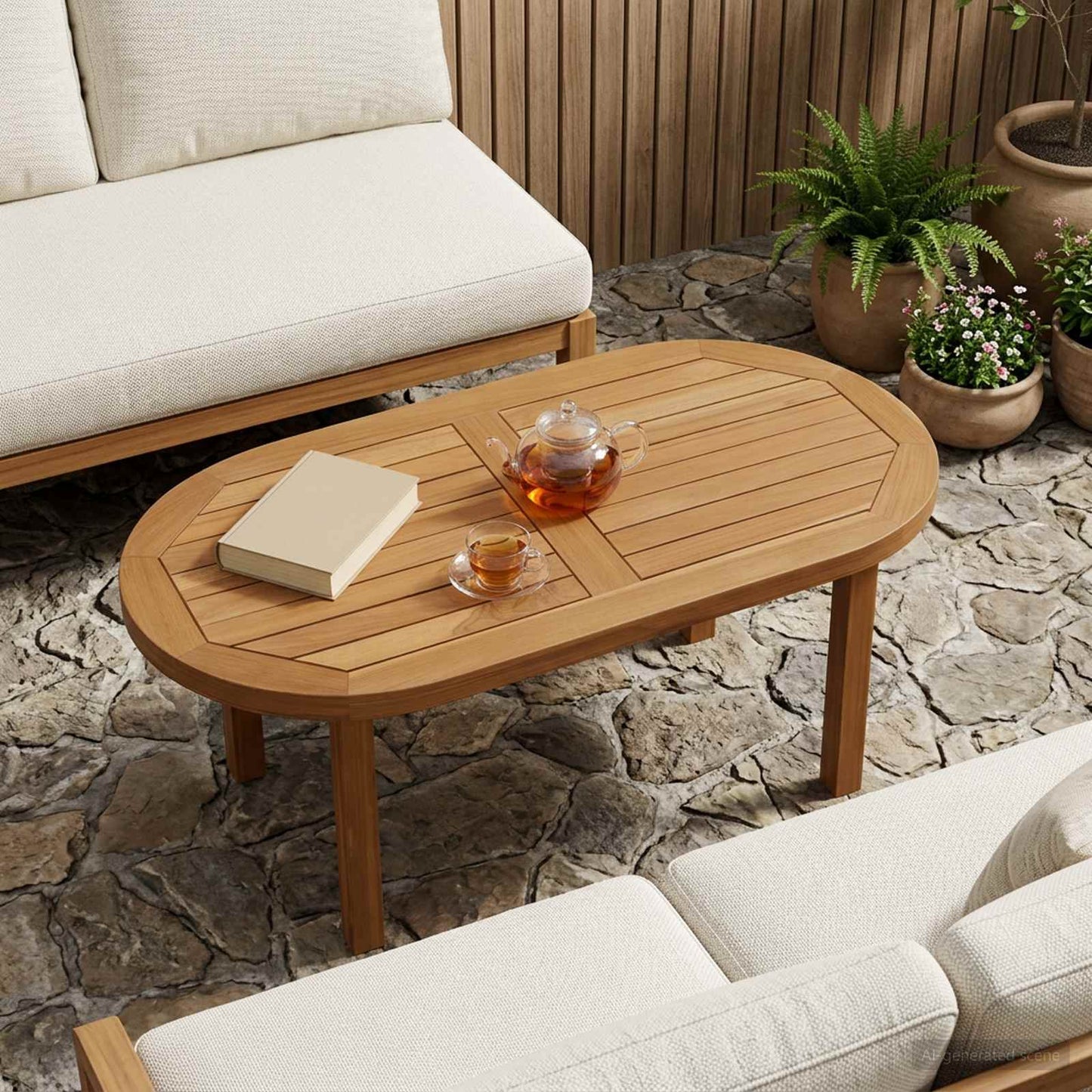 vidaXL Table Top 80 x 40 x 2.5 cm Oval Solid Teak Wood Natural 1