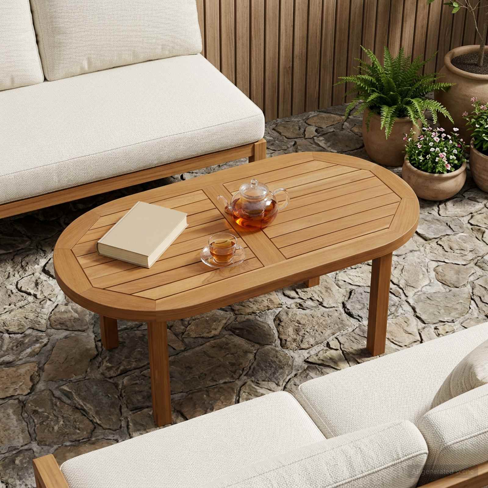 vidaXL Table Top 80 x 40 x 2.5 cm Oval Solid Teak Wood Natural 1