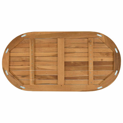 vidaXL Table Top Oval Solid Teak Wood Natural 5