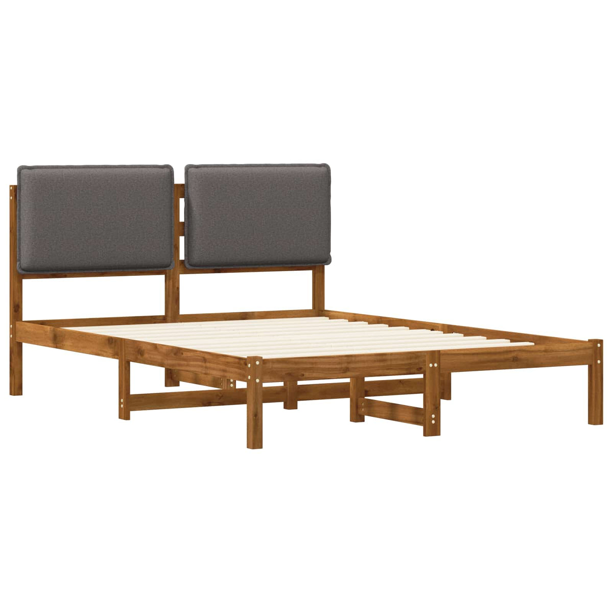 Bed Frame with Upholstered Headboard Length 200 cm Natural and Light Grey 160 cm