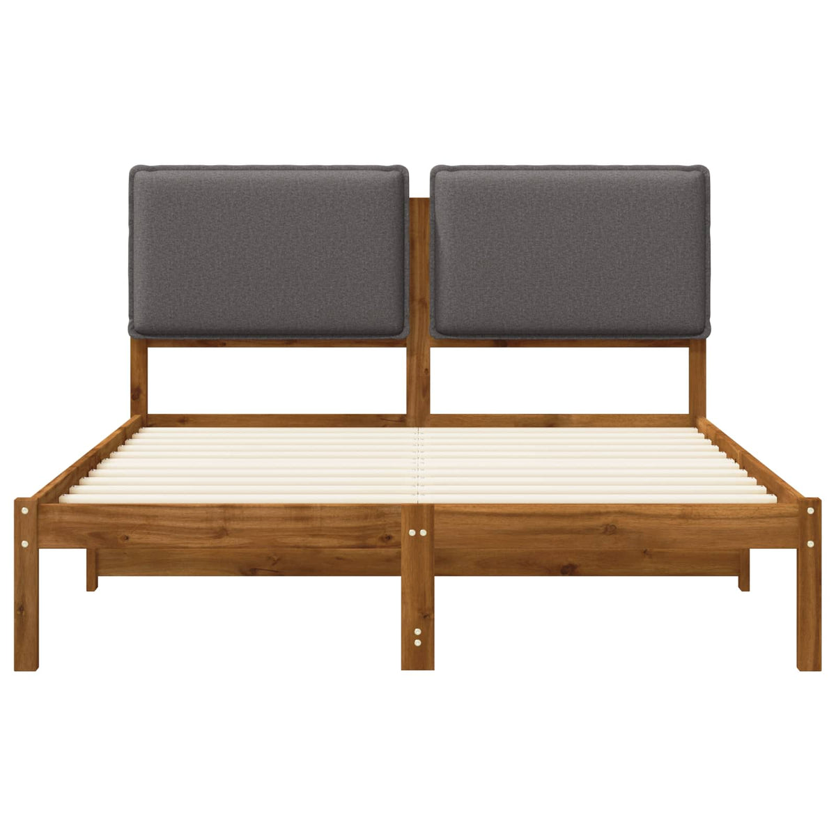 Bed Frame with Upholstered Headboard Length 200 cm Natural and Light Grey 160 cm