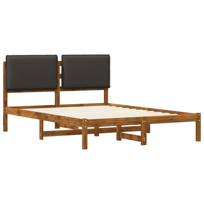Bed Frame with Upholstered Headboard Length 200 cm Natural and Dark Grey 120 cm