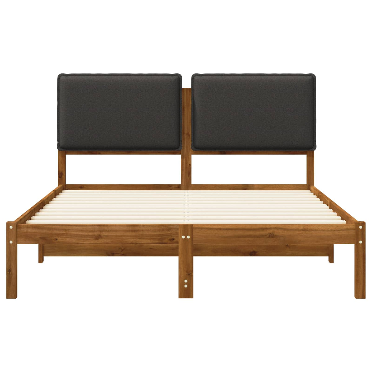 Bed Frame with Upholstered Headboard Length 200 cm Natural and Dark Grey 120 cm