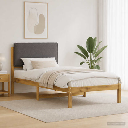 Bed Frame with Upholstered Headboard Length 200 cm Whitewash and Light Grey 90 cm