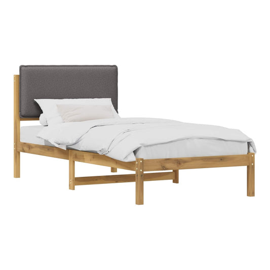 Bed Frame with Upholstered Headboard Length 200 cm Whitewash and Light Grey 90 cm