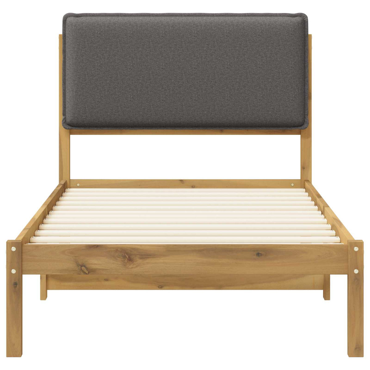 Bed Frame with Upholstered Headboard Length 200 cm Whitewash and Light Grey 90 cm