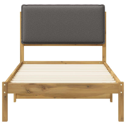 Bed Frame with Upholstered Headboard Length 200 cm Whitewash and Light Grey 90 cm