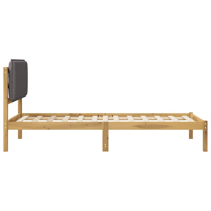 Bed Frame with Upholstered Headboard Length 200 cm Whitewash and Light Grey 90 cm