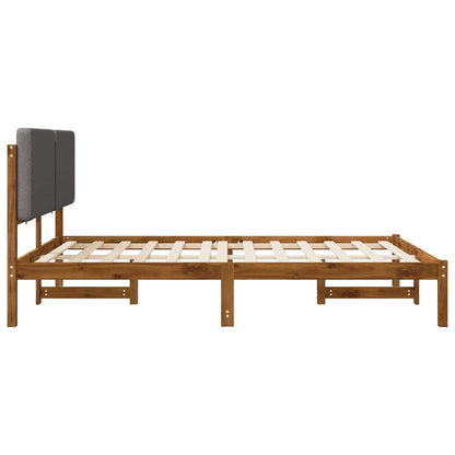 Bed Frame with Upholstered Headboard Length 200 cm Natural and Light Grey 160 cm