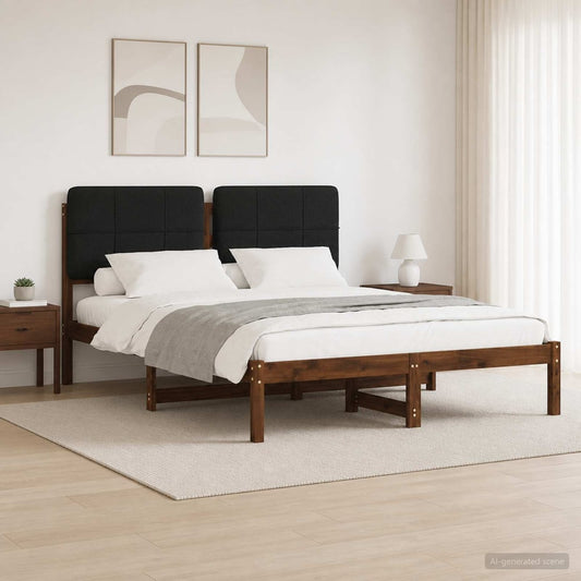 Bed Frame Upholstered Headboard Length Width Dark brown black