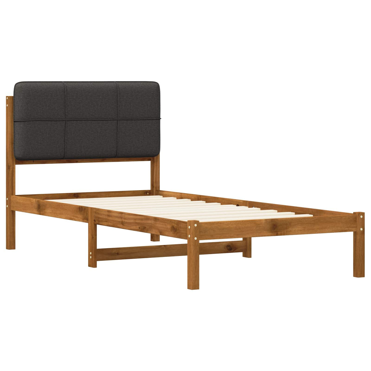 Bed Frame with Upholstered Headboard Length 200 cm Width 80 cm Natural and dark grey