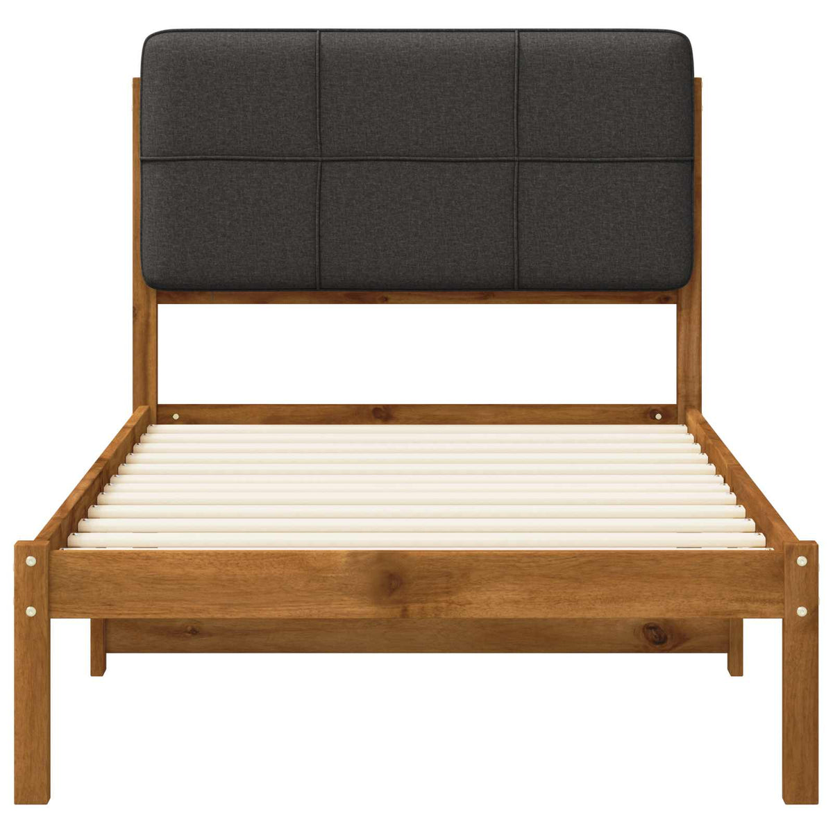 Bed Frame with Upholstered Headboard Length 200 cm Width 80 cm Natural and dark grey