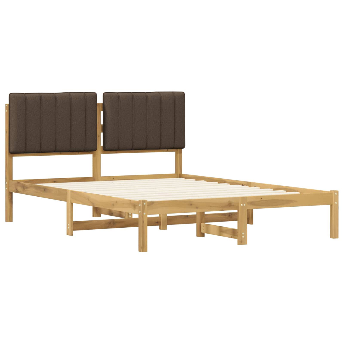 Bed Frame with Upholstered Headboard Length 200 cm Whitewash and Taupe 160 cm