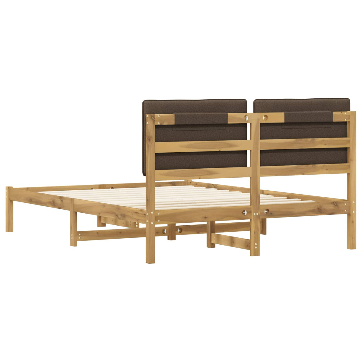 Bed Frame with Upholstered Headboard Length 200 cm Whitewash and Taupe 160 cm