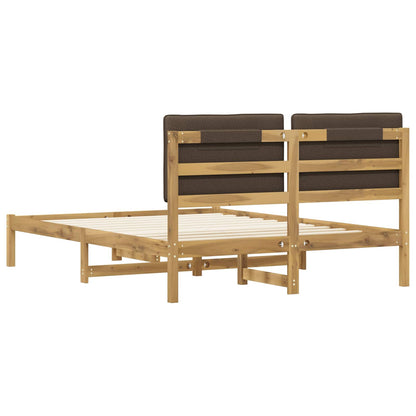 Bed Frame with Upholstered Headboard Length 200 cm Whitewash and Taupe 160 cm