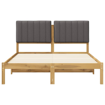 Bed Frame with Upholstered Headboard Length 200 cm Whitewash and Light Grey 140 cm