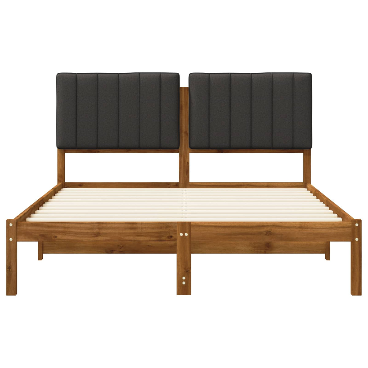 Bed Frame with Upholstered Headboard Length 200 cm Natural and Dark Grey 140 cm