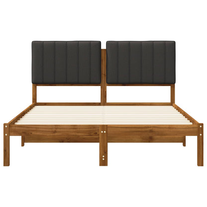 Bed Frame with Upholstered Headboard Length 200 cm Natural and Dark Grey 140 cm