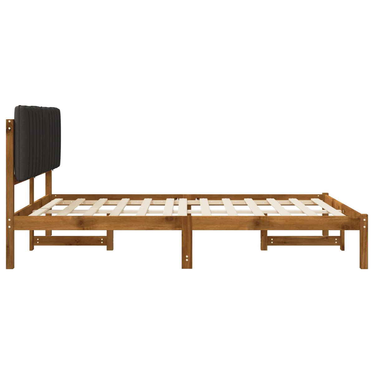 Bed Frame with Upholstered Headboard Length 200 cm Natural and Dark Grey 140 cm