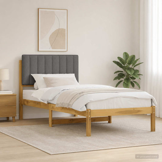 Bed Frame Upholstered Headboard Length Whitewash Light Grey