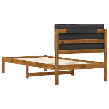 Bed Frame with Upholstered Headboard Length 190 cm Width 75 cm Natural and dark grey