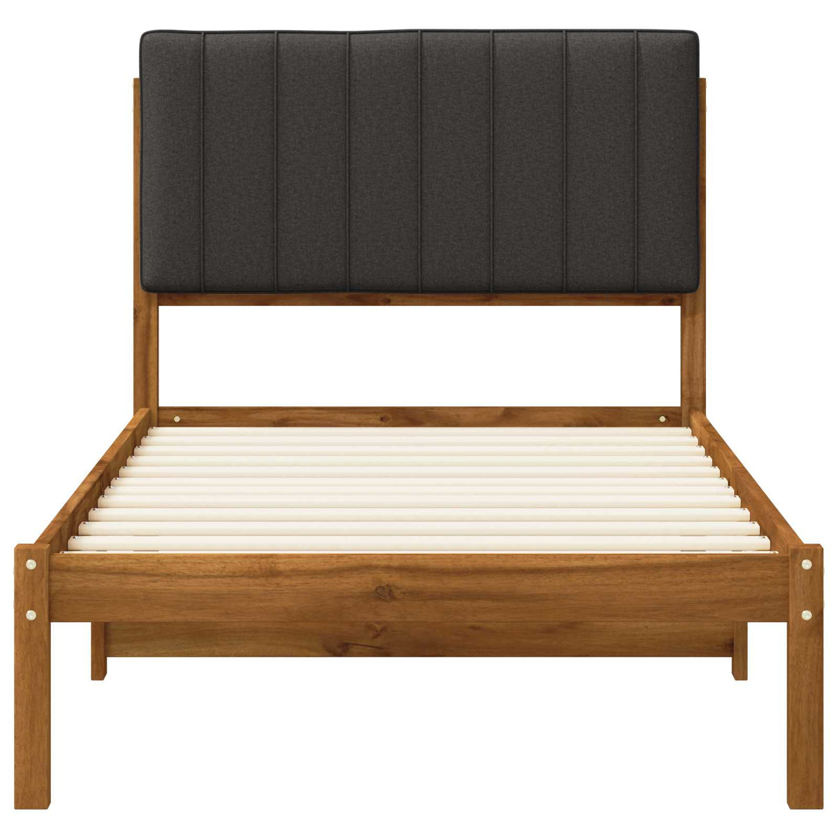 Bed Frame with Upholstered Headboard Length 190 cm Width 75 cm Natural and dark grey