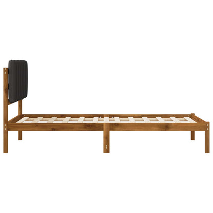 Bed Frame with Upholstered Headboard Length 190 cm Width 75 cm Natural and dark grey