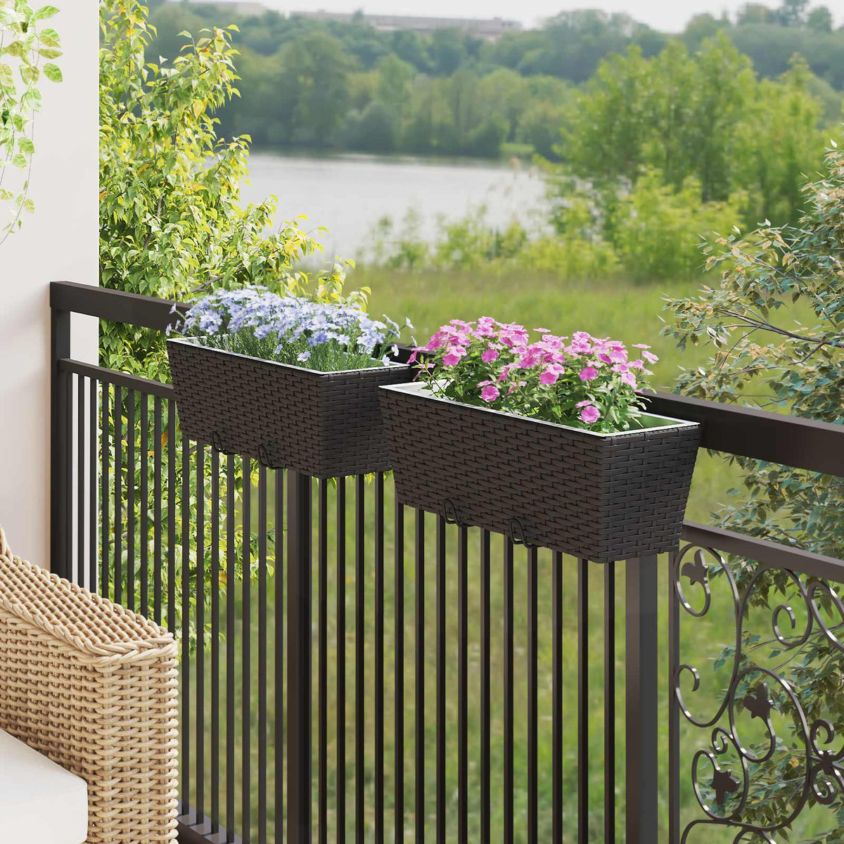 vidaXL Railing 2 pcs 50 x 17 x 17 cm Metal