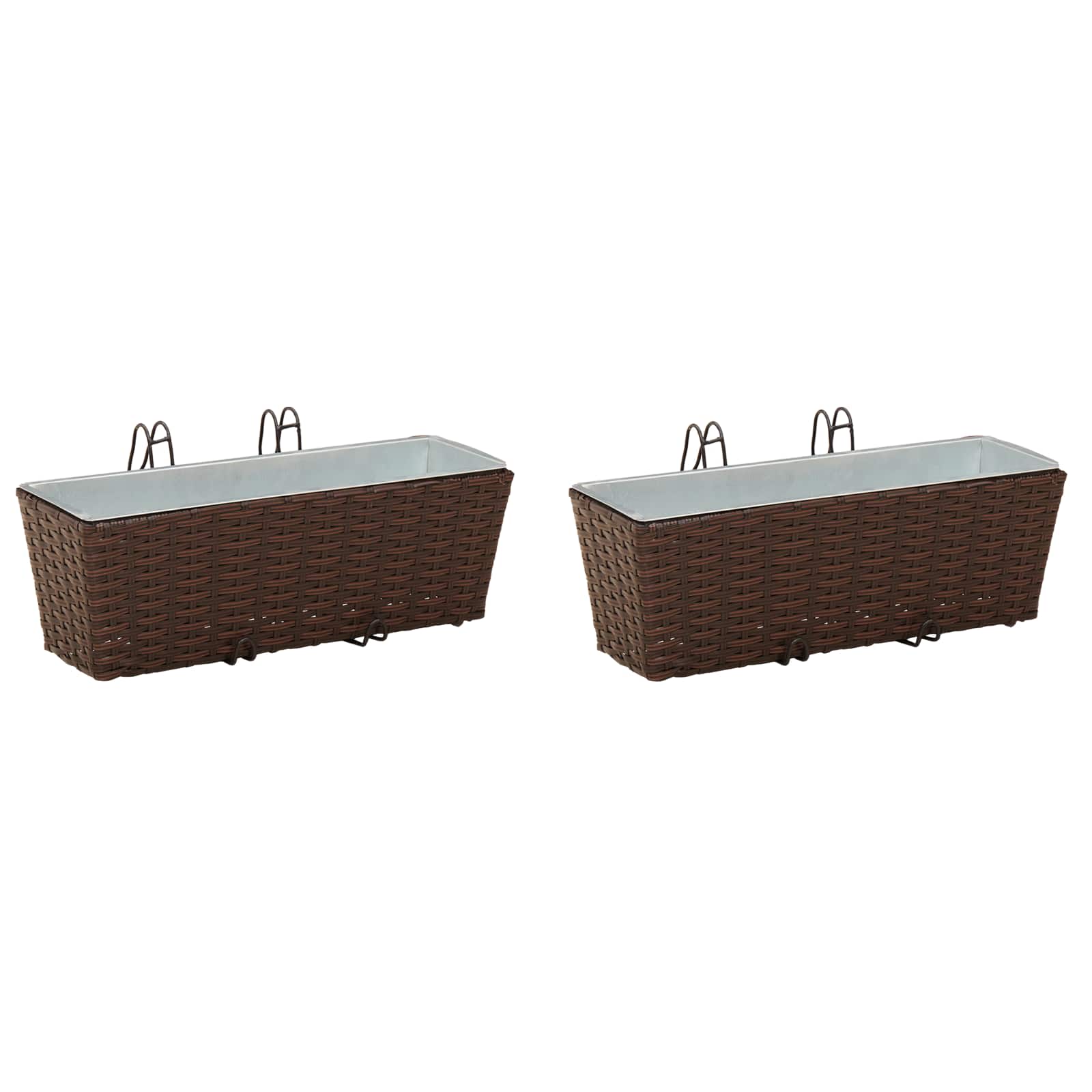 vidaXL Railing 2 pcs Brown 50 x 17 x 17 cm Metal 2