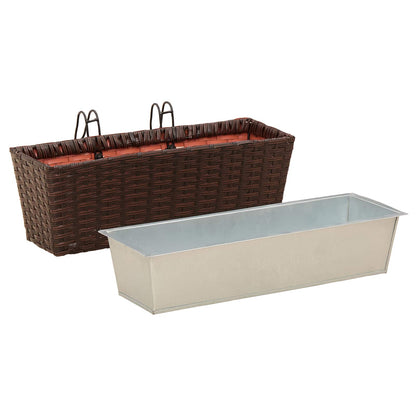 vidaXL Railing 2 pcs Brown 50 x 17 x 17 cm Metal 4