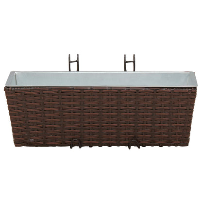 vidaXL Railing 2 pcs Brown 50 x 17 x 17 cm Metal 5