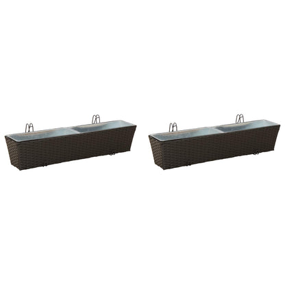 vidaXL Railing 2 pcs Black 80 x 17 x 17 cm Metal 2