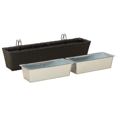 vidaXL Railing 2 pcs Black 80 x 17 x 17 cm Metal 4
