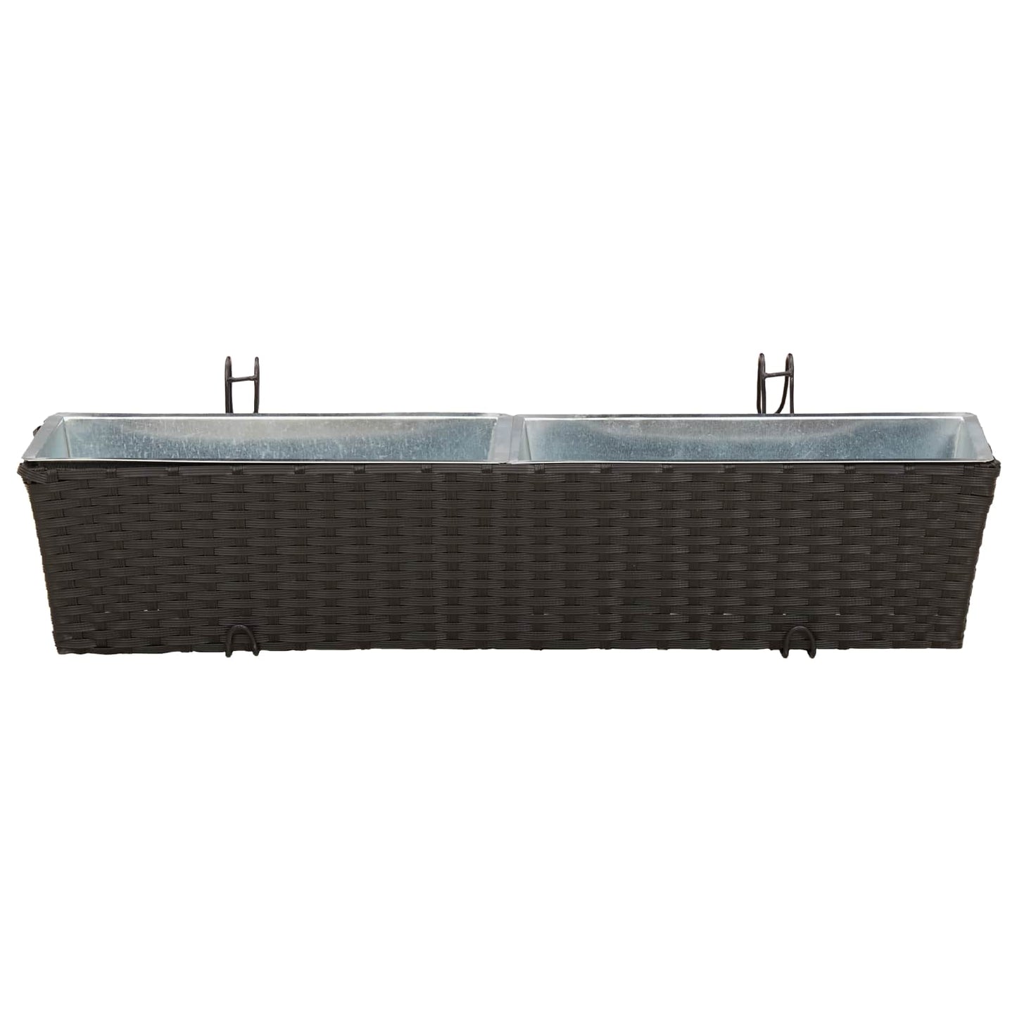 vidaXL Railing 2 pcs Black 80 x 17 x 17 cm Metal 5