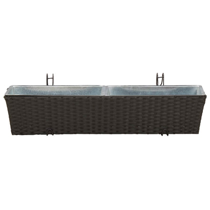 vidaXL Railing 2 pcs Black 80 x 17 x 17 cm Metal 5