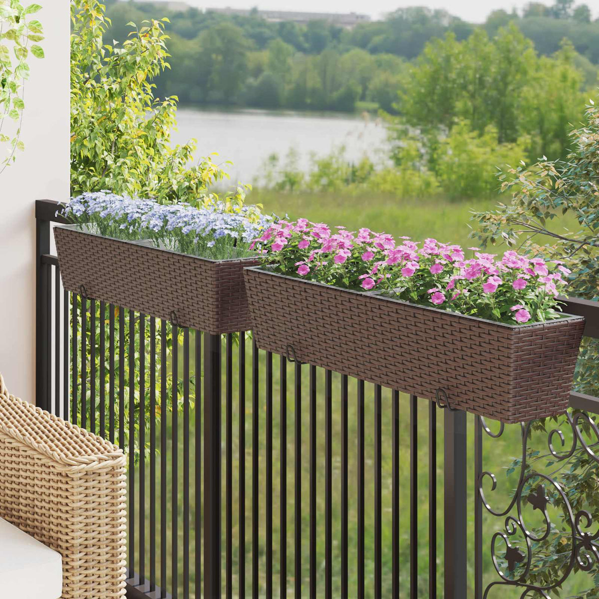 vidaXL Railing 2 pcs 50 x 17 x 17 cm Metal