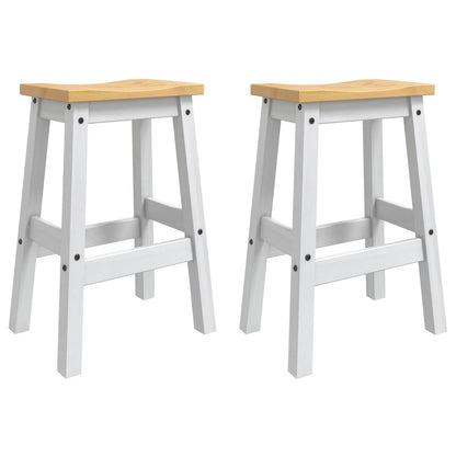 vidaXL Bar Stool 2 pcs White and Honey Wax 44 x 30 x 63 cm Solid-Pine 2